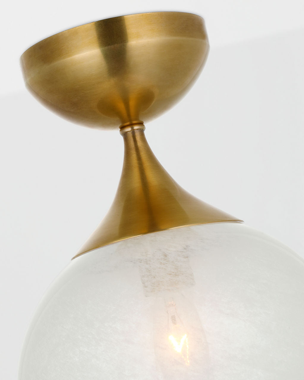 Cristol Small Single Flush Mount | Hand-Rubbed Antique Brass | White Glass