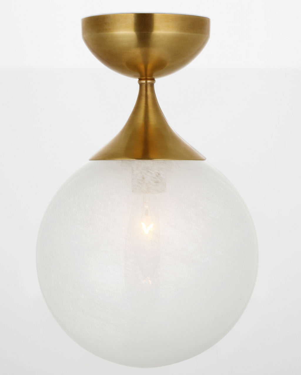 Cristol Small Single Flush Mount | Hand-Rubbed Antique Brass | White Glass