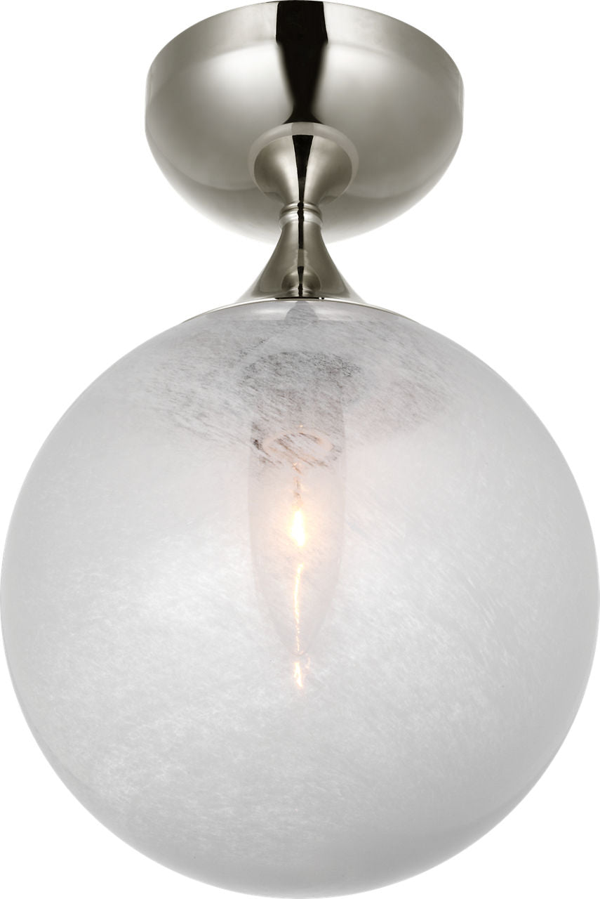 Cristol Small Single Flush Mount | Polished Nickel | White Glass