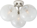 Cristol Large Triple Flush Mount | Polished Nickel | White Strie Glass
