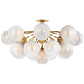 Cristol 43" Flush Mount | Hand-Rubbed Antique Brass | White Strie Glass