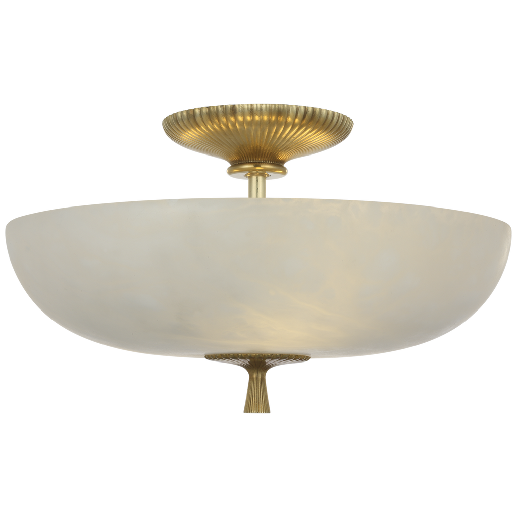 Pascal 14" Bowl Semi-Flush Mount | Hand-Rubbed Antique Brass | Alabaster