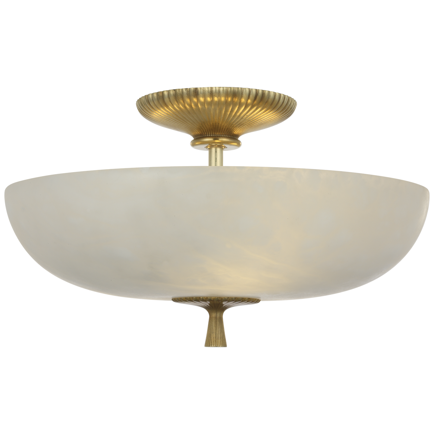 Pascal 14" Bowl Semi-Flush Mount | Hand-Rubbed Antique Brass | Alabaster