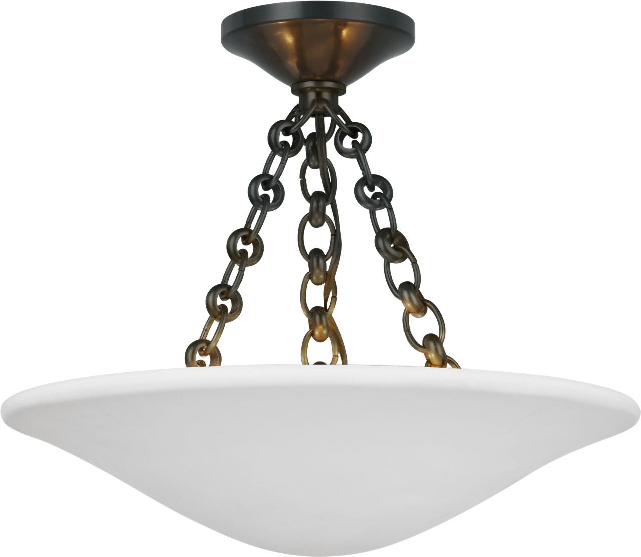 Mollino 16" Semi Flush Mount | Bronze | Plaster White Shade