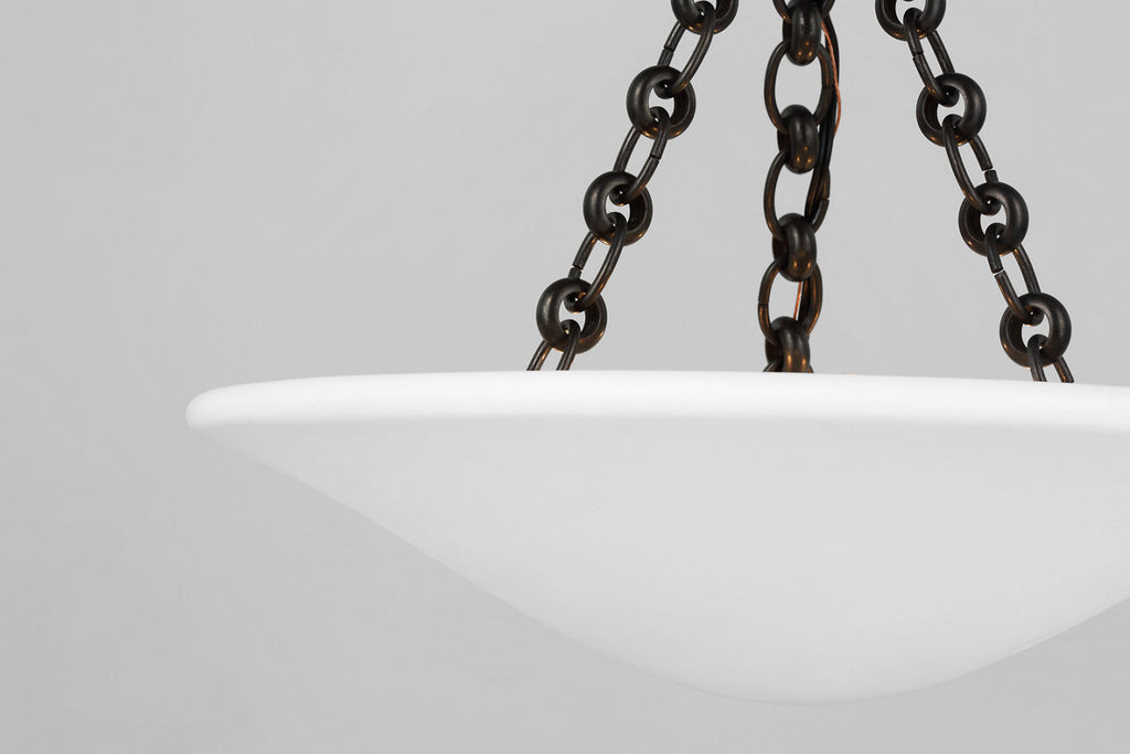 Mollino 16" Semi Flush Mount | Bronze | Plaster White Shade