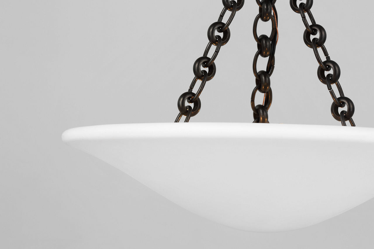 Mollino 16" Semi Flush Mount | Bronze | Plaster White Shade