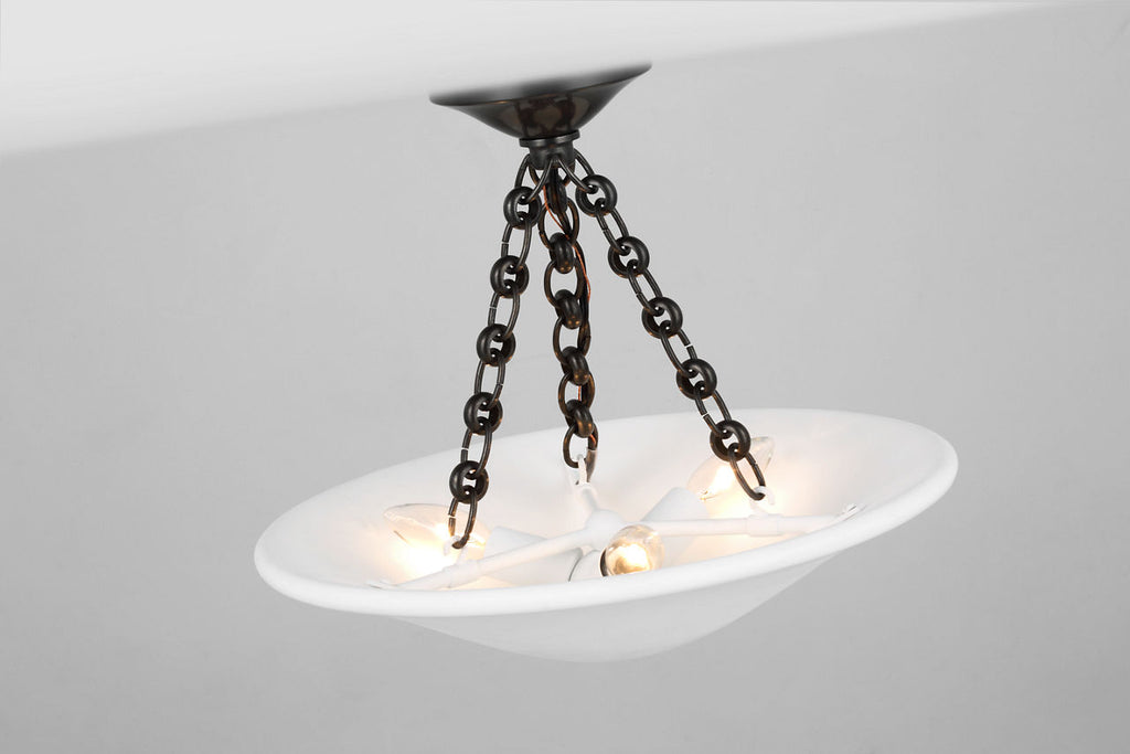 Mollino 16" Semi Flush Mount | Bronze | Plaster White Shade