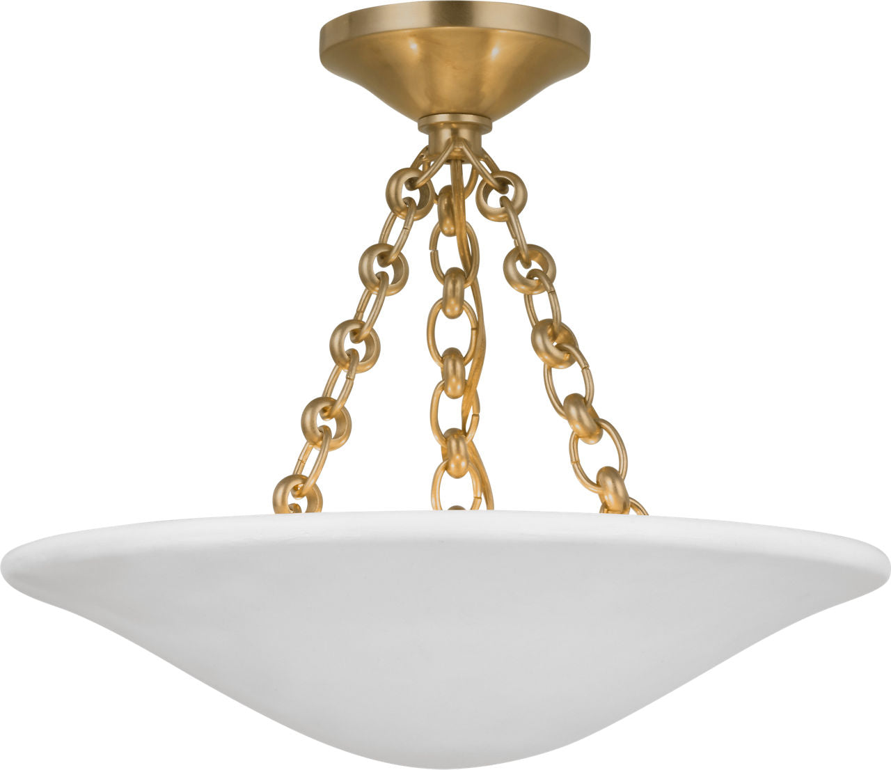 Mollino 16" Semi Flush Mount | Hand-Rubbed Antique Brass | Plaster White Shade