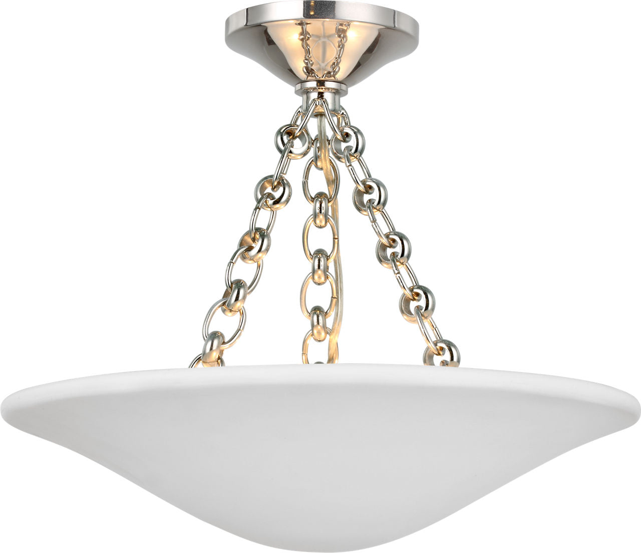 Mollino 16" Semi Flush Mount | Polished Nickel | Plaster White Shade