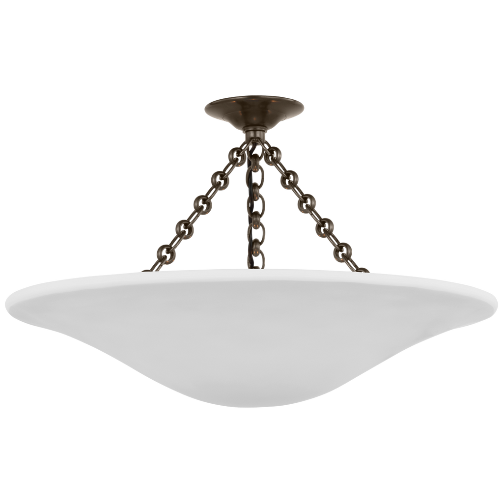 Mollino 24" Semi-Flush Mount | Bronze | Plaster White Shade