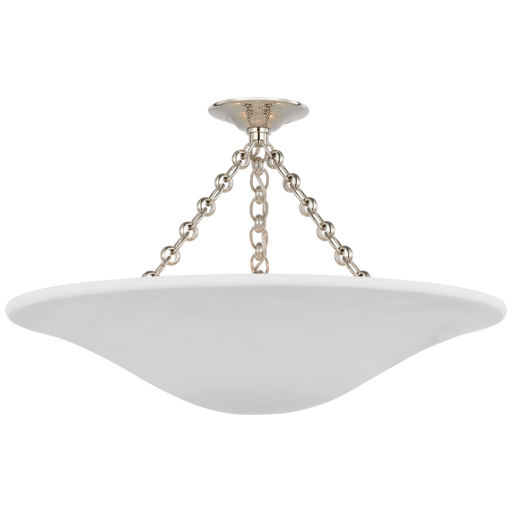 Mollino 24" Semi-Flush Mount | Polished Nickel | Plaster White Shade