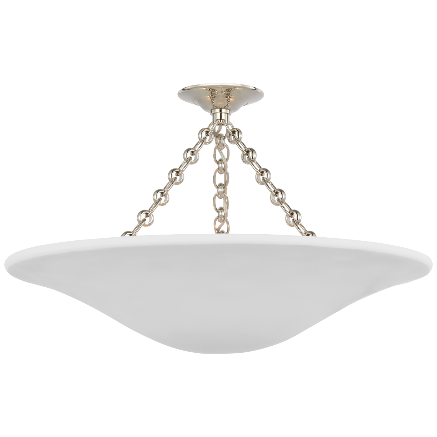 Mollino 24" Semi-Flush Mount | Polished Nickel | Plaster White Shade