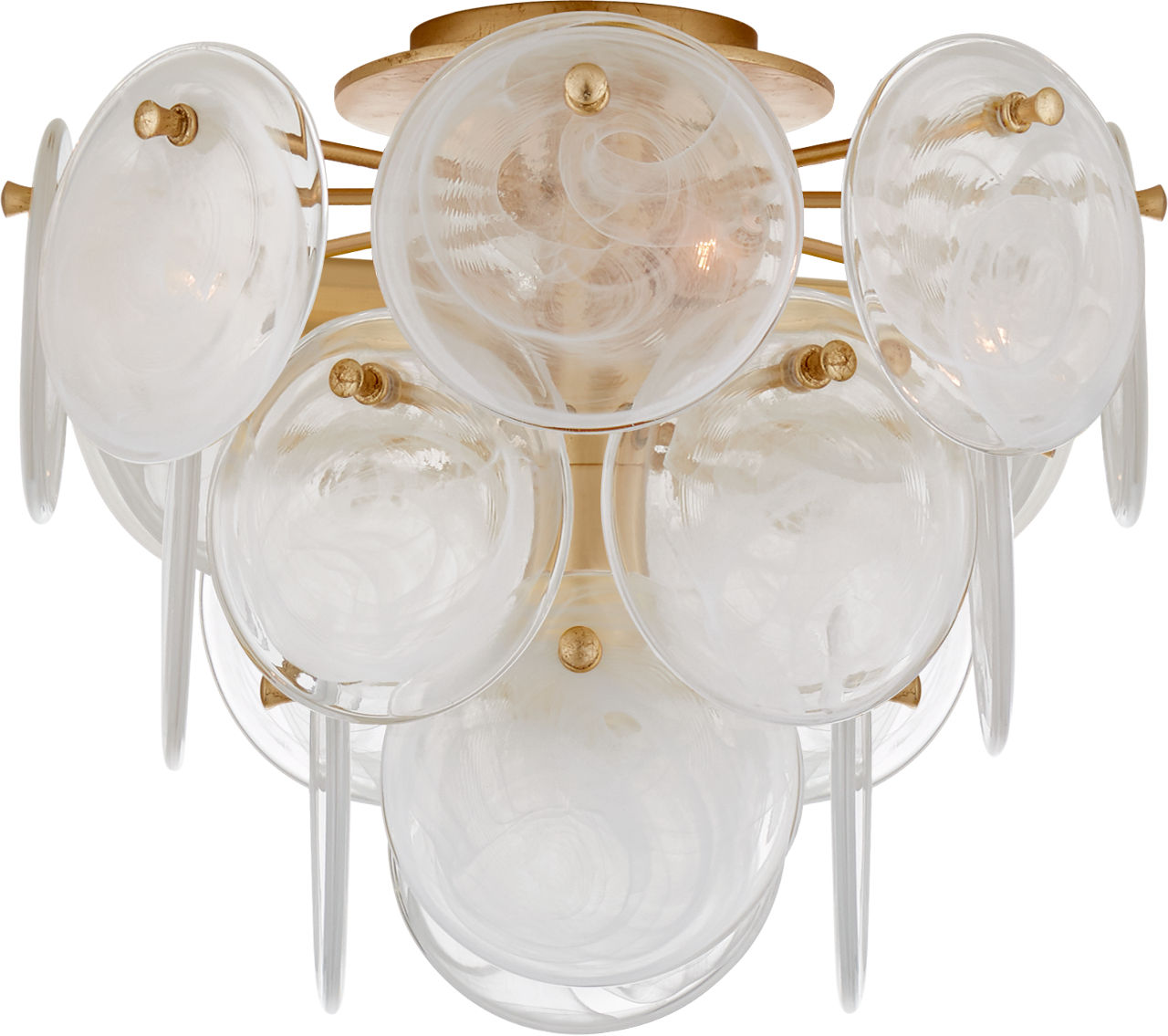Loire Medium Tiered Flush Mount | Gild | White Strie Glass