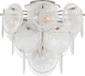Loire Medium Tiered Flush Mount | Polished Nickel | White Strie Glass