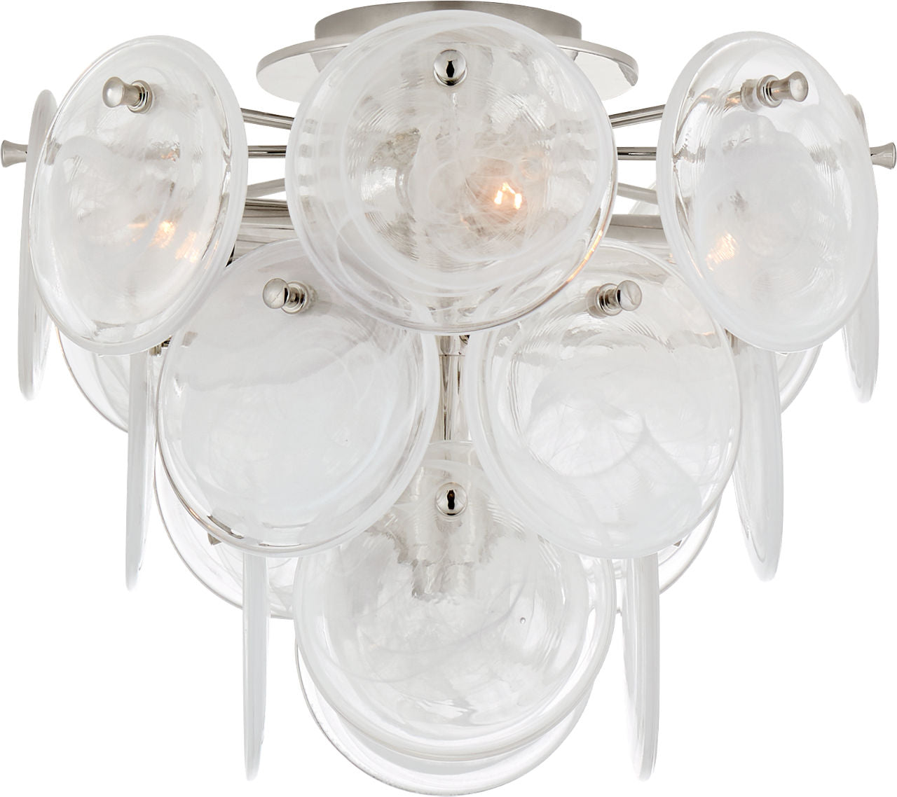 Loire Medium Tiered Flush Mount | Polished Nickel | White Strie Glass