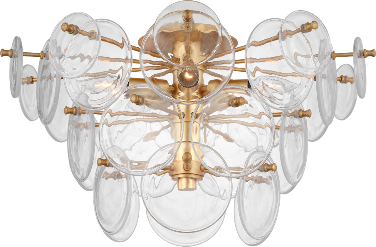 Loire Large Tiered Flush Mount | Gild | Clear Strie Glass