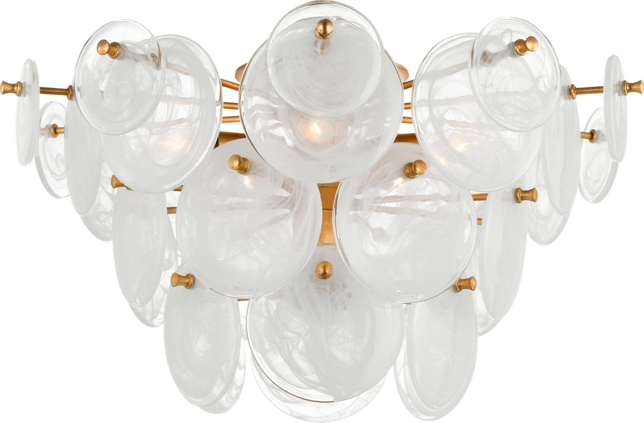 Loire Large Tiered Flush Mount | Gild | White Strie Glass