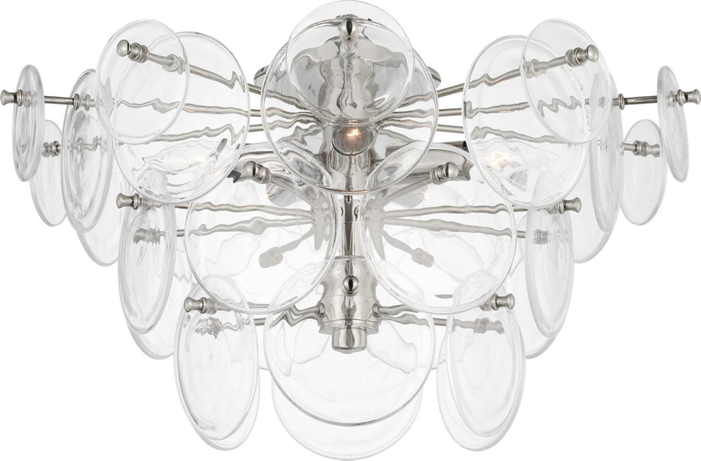 Loire Large Tiered Flush Mount | Polished Nickel | Clear Strie Glass