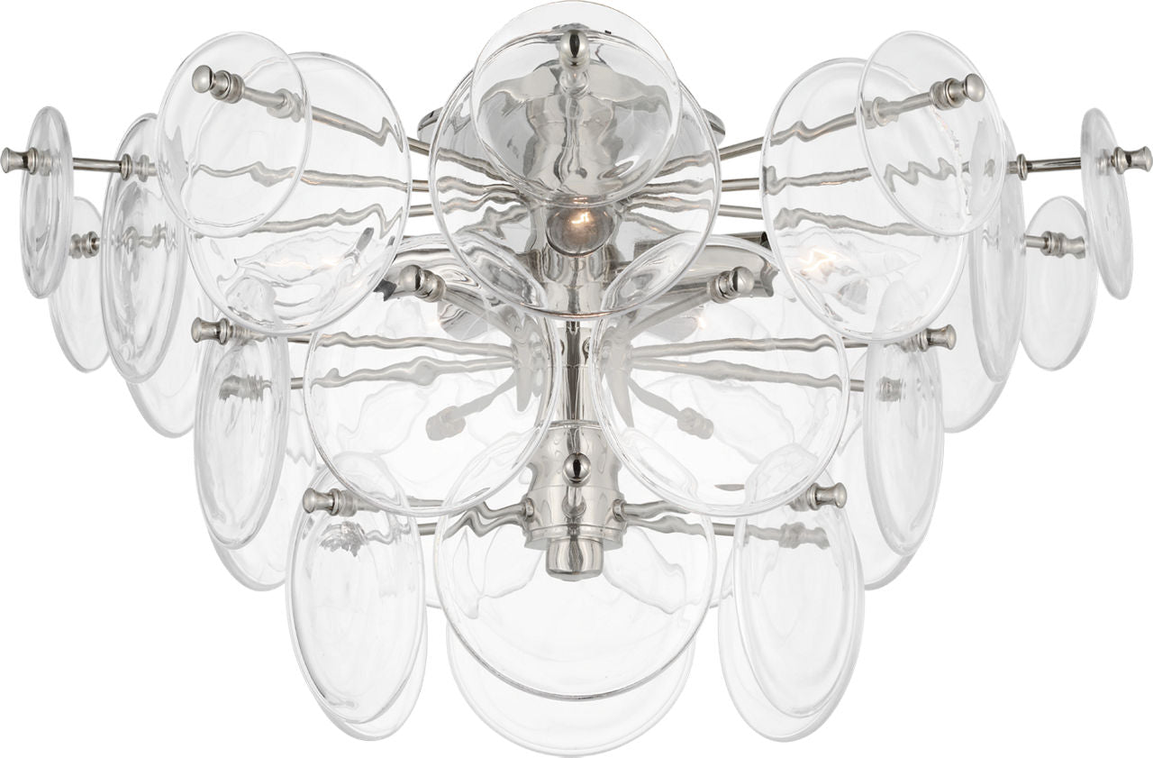 Loire Large Tiered Flush Mount | Polished Nickel | Clear Strie Glass