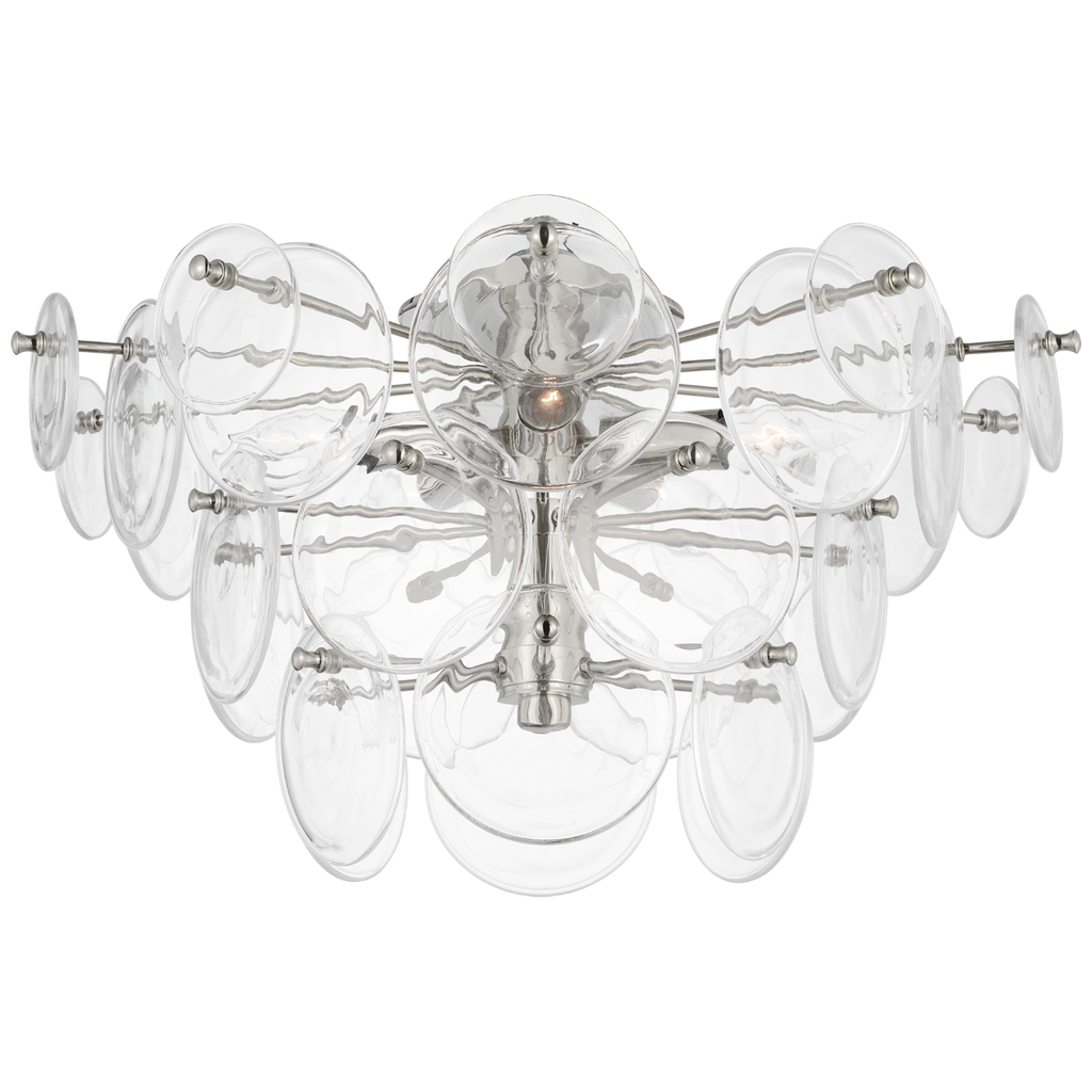 Loire Large Tiered Flush Mount | Polished Nickel | Clear Strie Glass