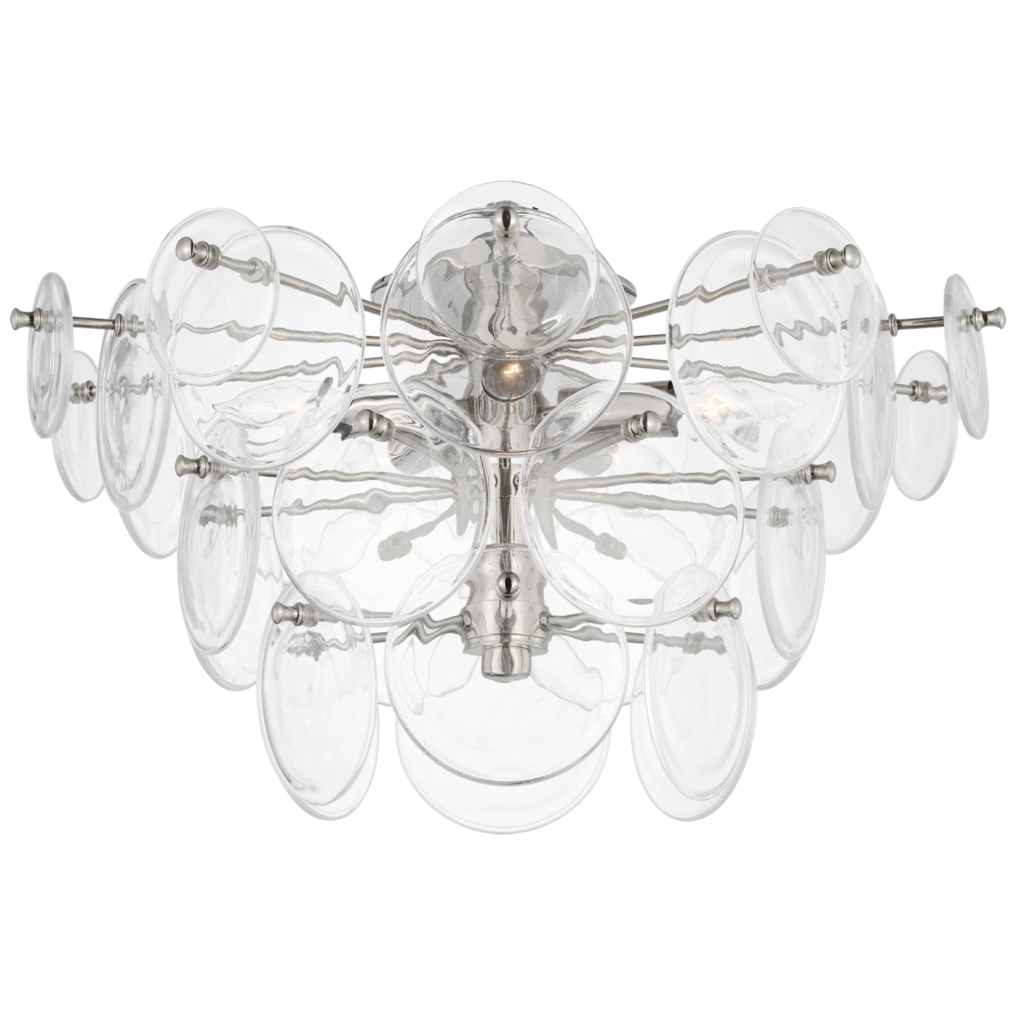 Loire Large Tiered Flush Mount | Polished Nickel | Clear Strie Glass