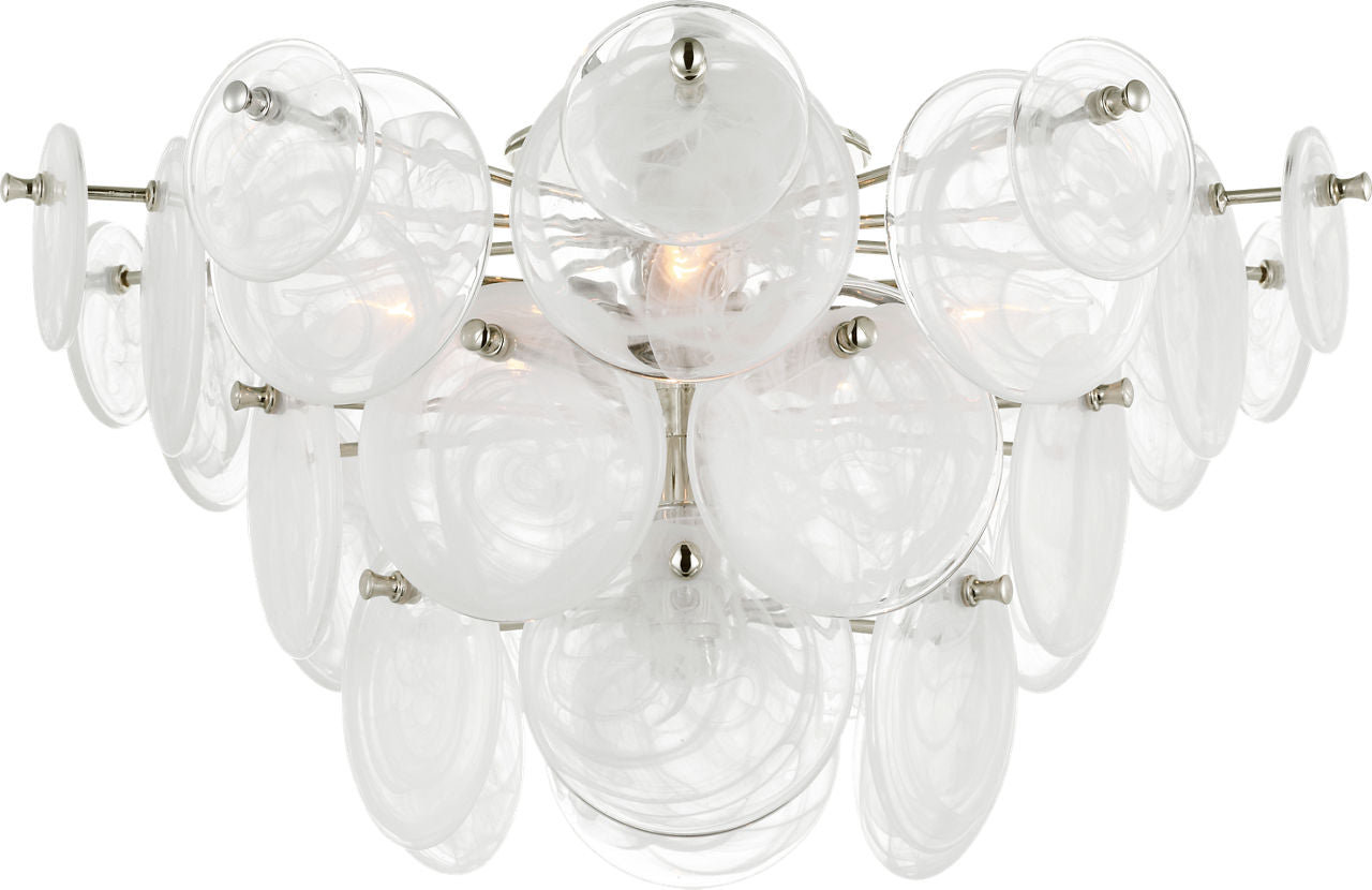 Loire Large Tiered Flush Mount | Polished Nickel | White Strie Glass