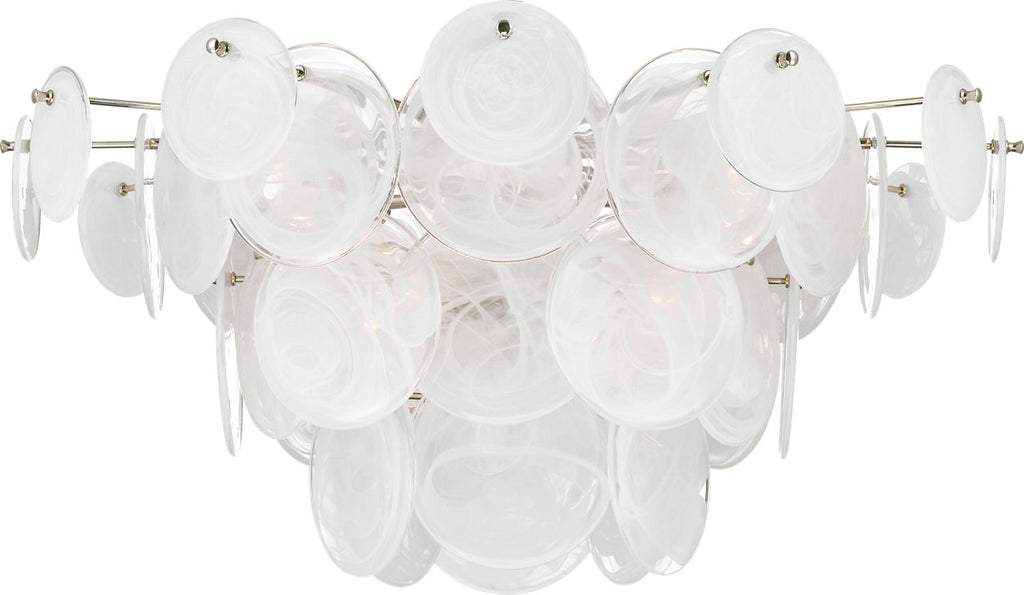 Loire Grande Flush Mount | Polished Nickel | White Strie Glass