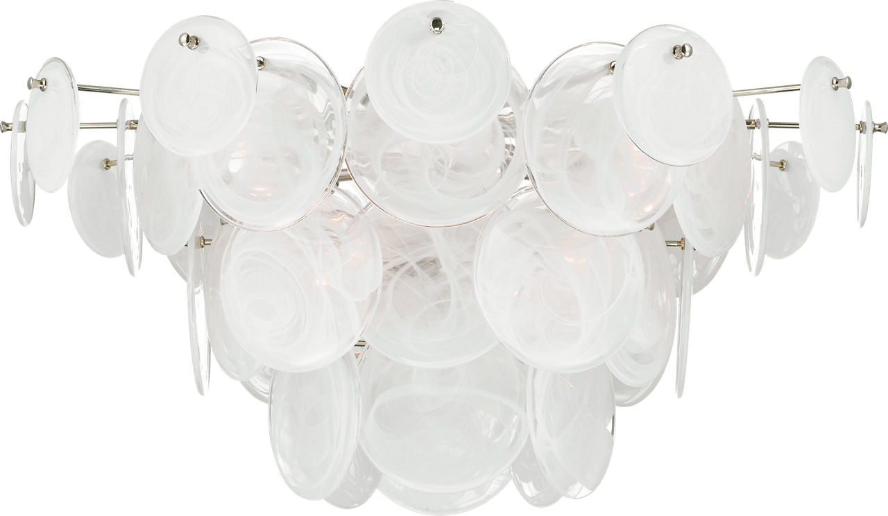 Loire Grande Flush Mount | Polished Nickel | White Strie Glass
