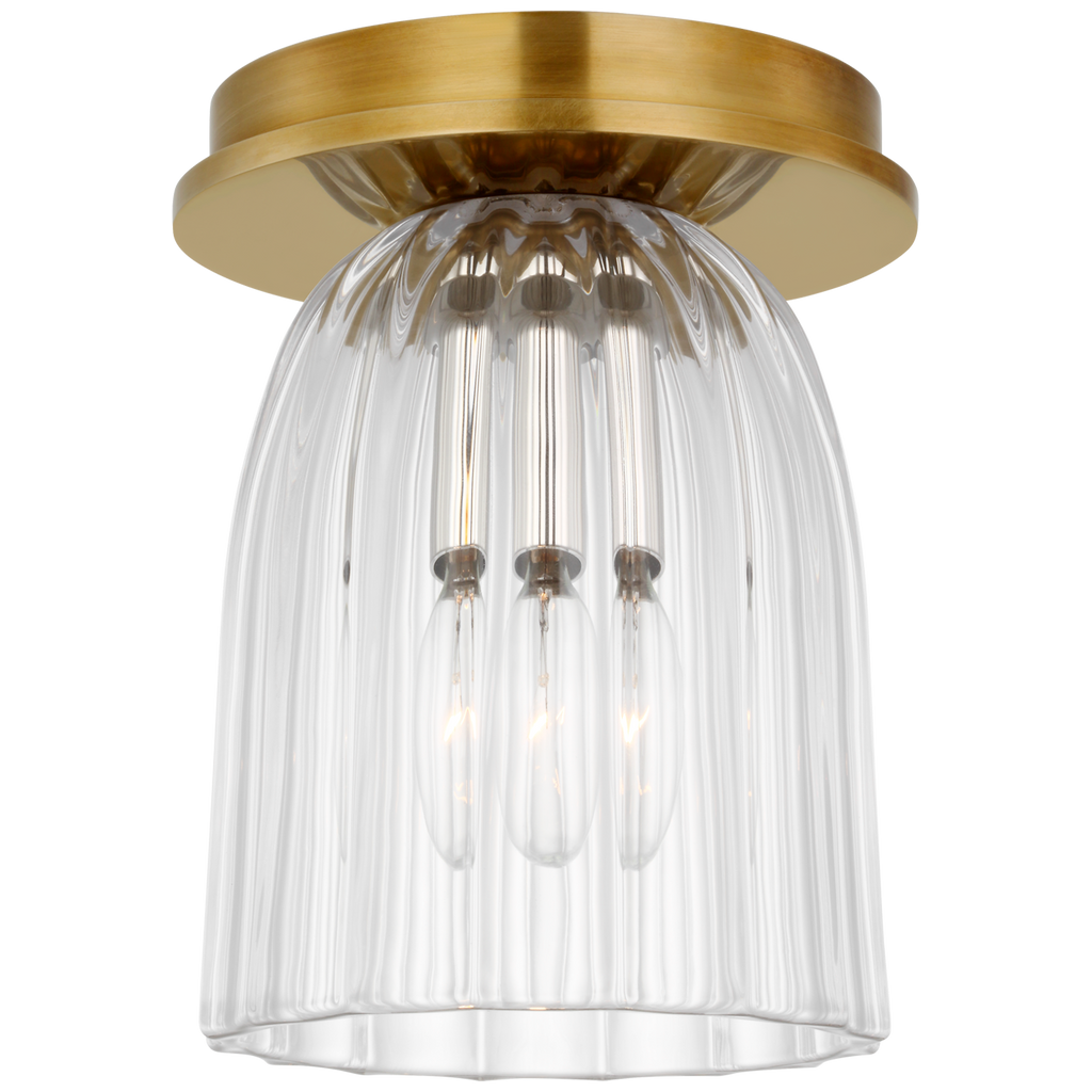 Asalea 5" Solitaire Flush Mount | Hand-Rubbed Antique Brass | Clear Glass