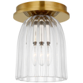 Asalea 5" Solitaire Flush Mount | Hand-Rubbed Antique Brass | Clear Glass