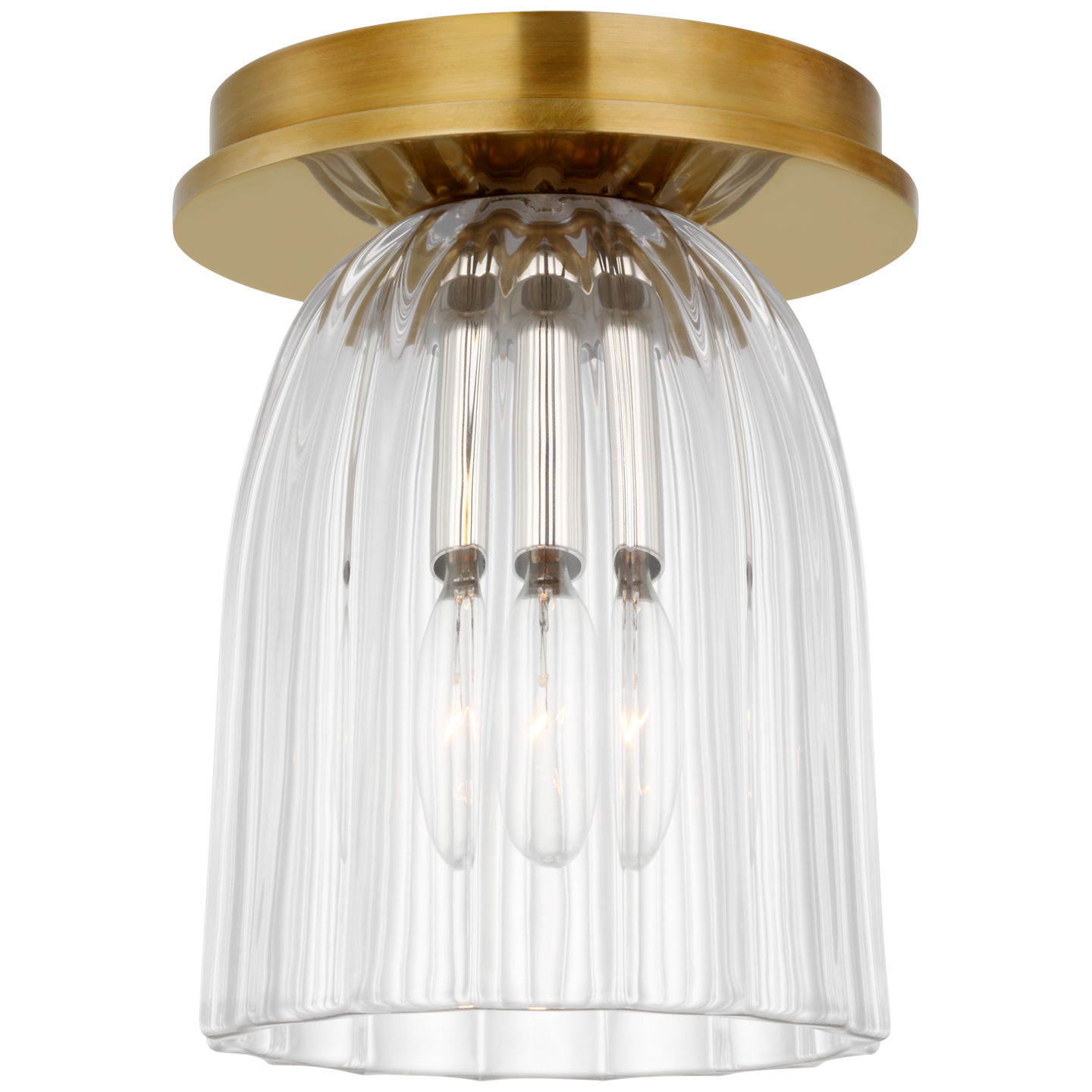 Asalea 5" Solitaire Flush Mount | Hand-Rubbed Antique Brass | Clear Glass