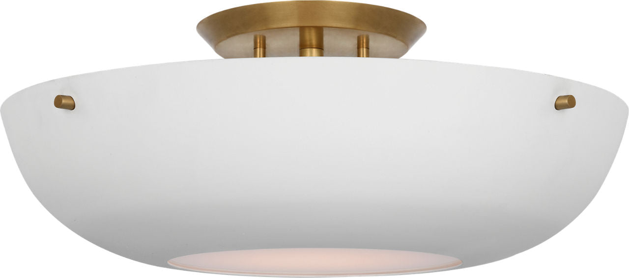 Valencia 16" Flush Mount | Hand-Rubbed Antique Brass | Matte White