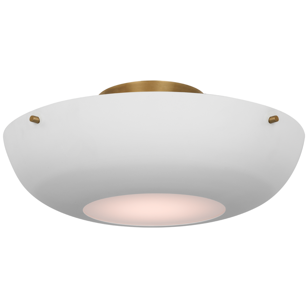 Valencia 16" Flush Mount | Hand-Rubbed Antique Brass | Matte White