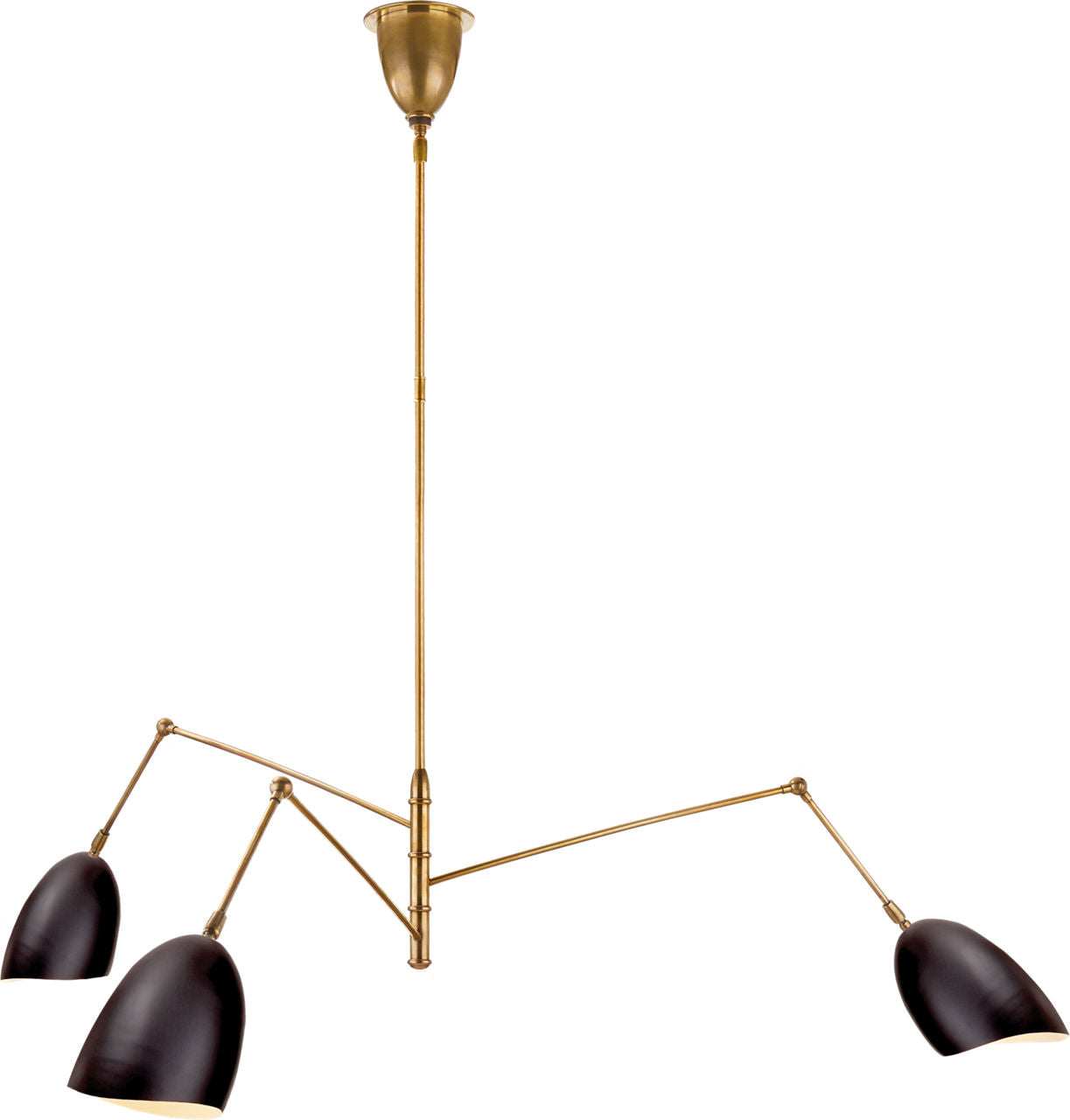 Sommerard Large Triple Arm Chandelier | Hand-Rubbed Antique Brass and Black