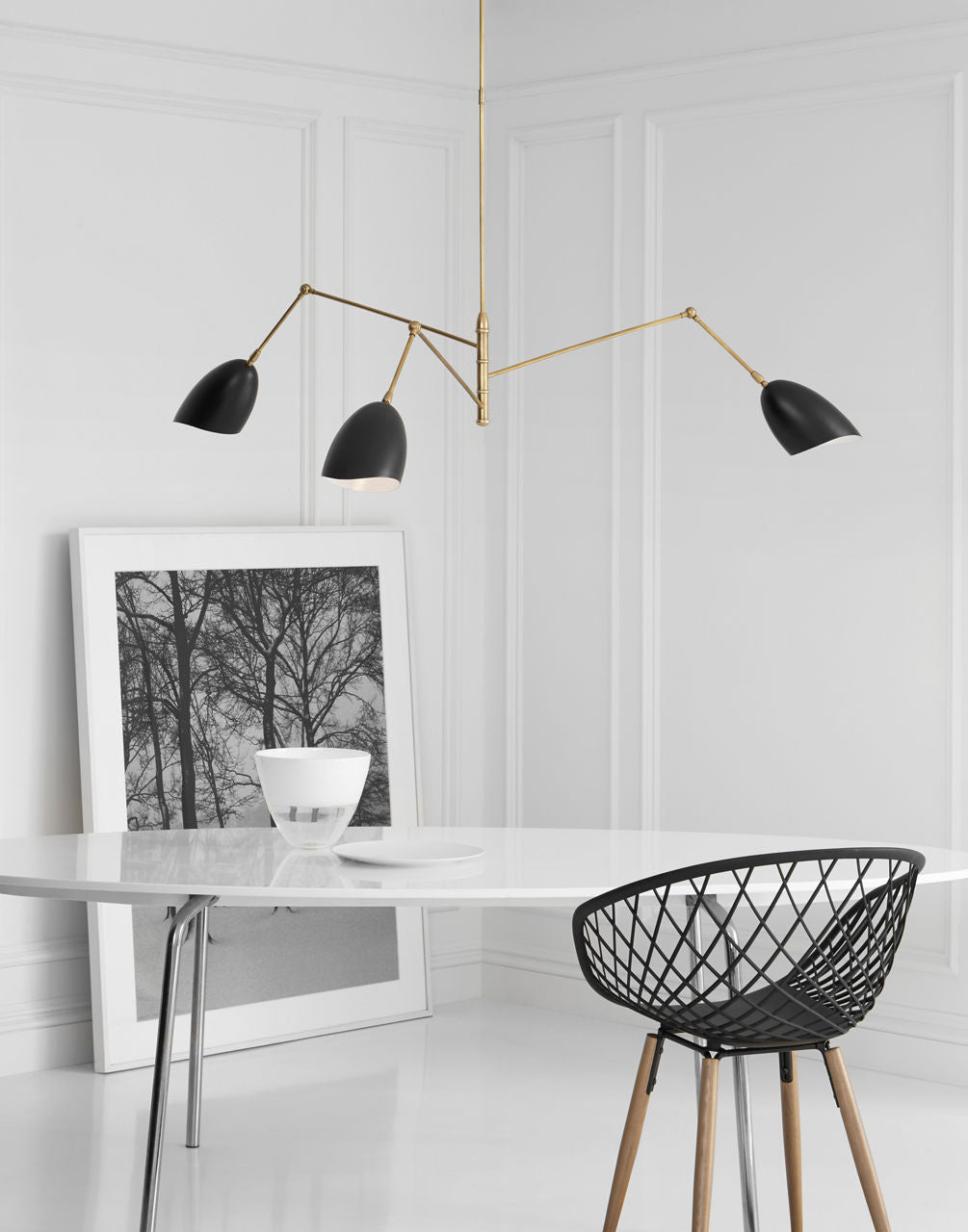 Sommerard Large Triple Arm Chandelier | Hand-Rubbed Antique Brass and Black