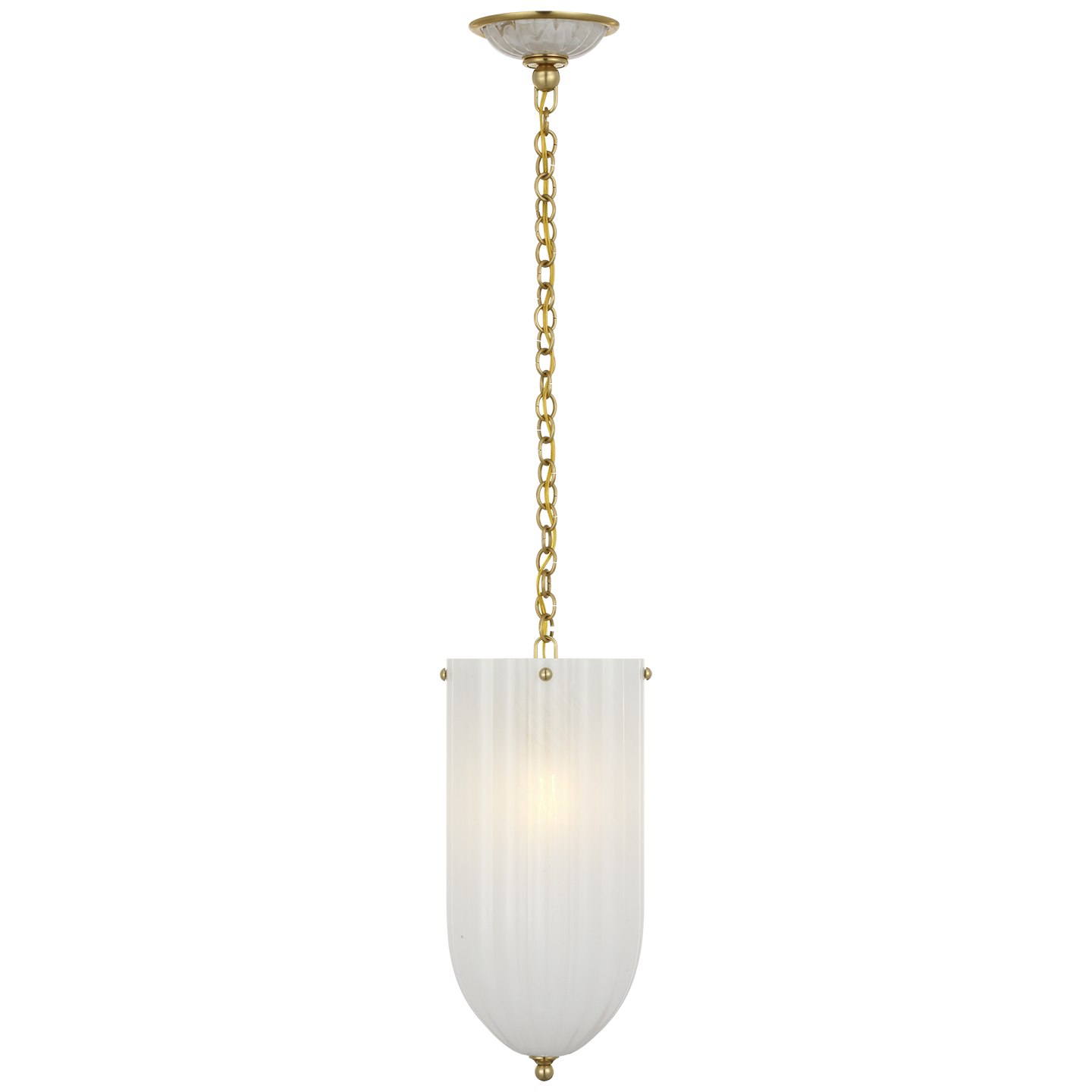 Rosehill 8" Pendant | Hand-Rubbed Antique Brass | White Strie Glass