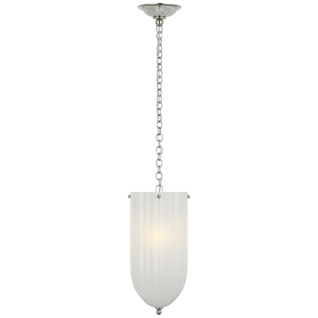 Rosehill 8" Pendant | Polished Nickel | White Strie Glass