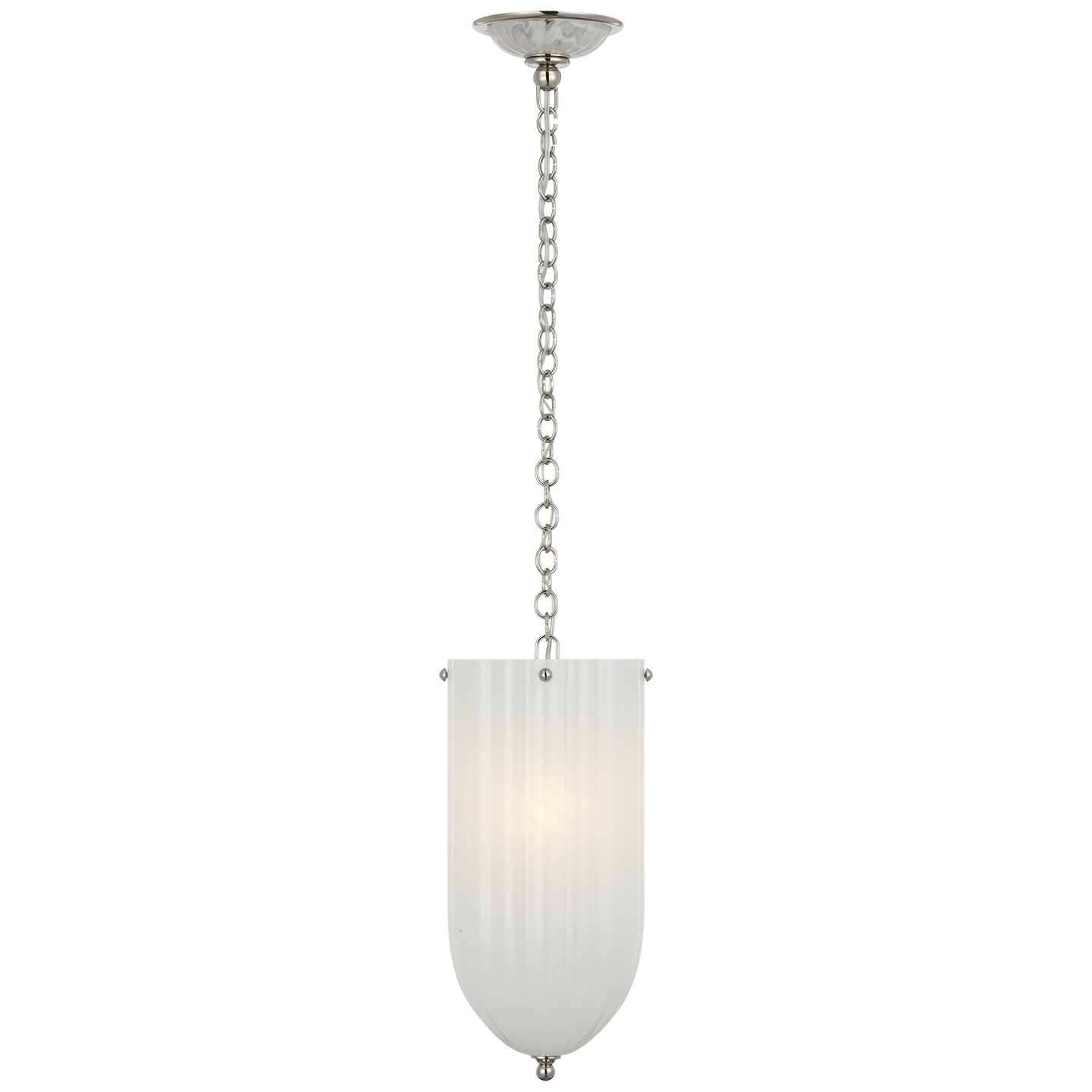 Rosehill 8" Pendant | Polished Nickel | White Strie Glass
