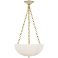 Rosehill 16" Bowl Chandelier | Hand-Rubbed Antique Brass | White Strie Glass