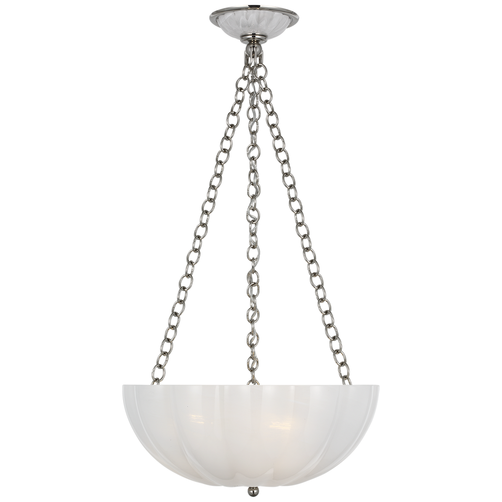 Rosehill 16" Bowl Chandelier | Polished Nickel | White Strie Glass