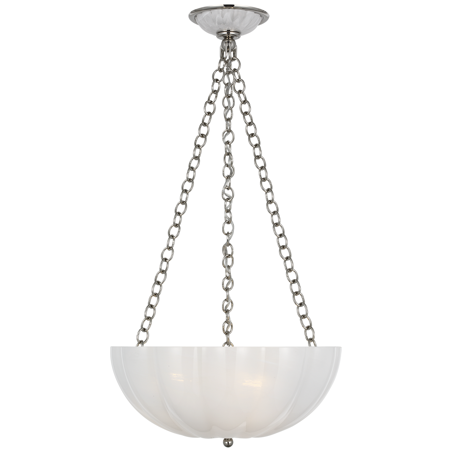 Rosehill 16" Bowl Chandelier | Polished Nickel | White Strie Glass