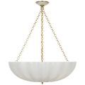 Rosehill 28" Bowl Chandelier | Hand-Rubbed Antique Brass | White Strie Glass