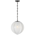 Rae 13" Pendant | Bronze | White Strie Glass