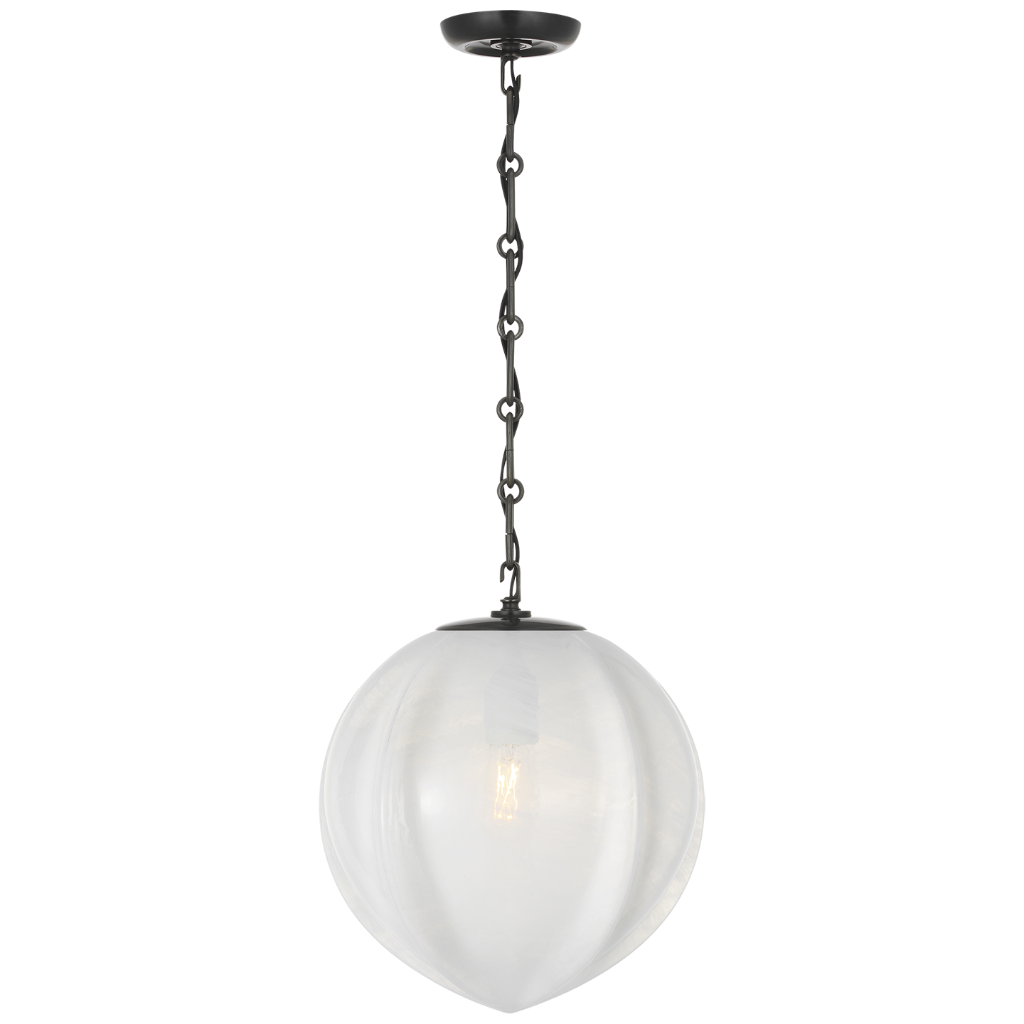 Rae 13" Pendant | Bronze | White Strie Glass