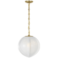 Rae 13" Pendant | Hand-Rubbed Antique Brass | White Strie Glass