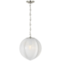 Rae 13" Pendant | Polished Nickel | White Strie Glass