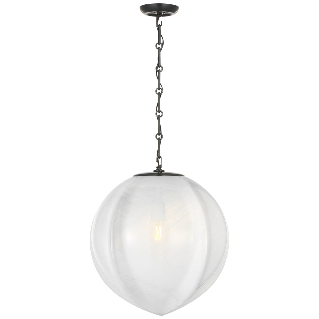 Rae 17" Pendant | Bronze | White Strie Glass
