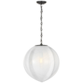 Rae 17" Pendant | Bronze | White Strie Glass