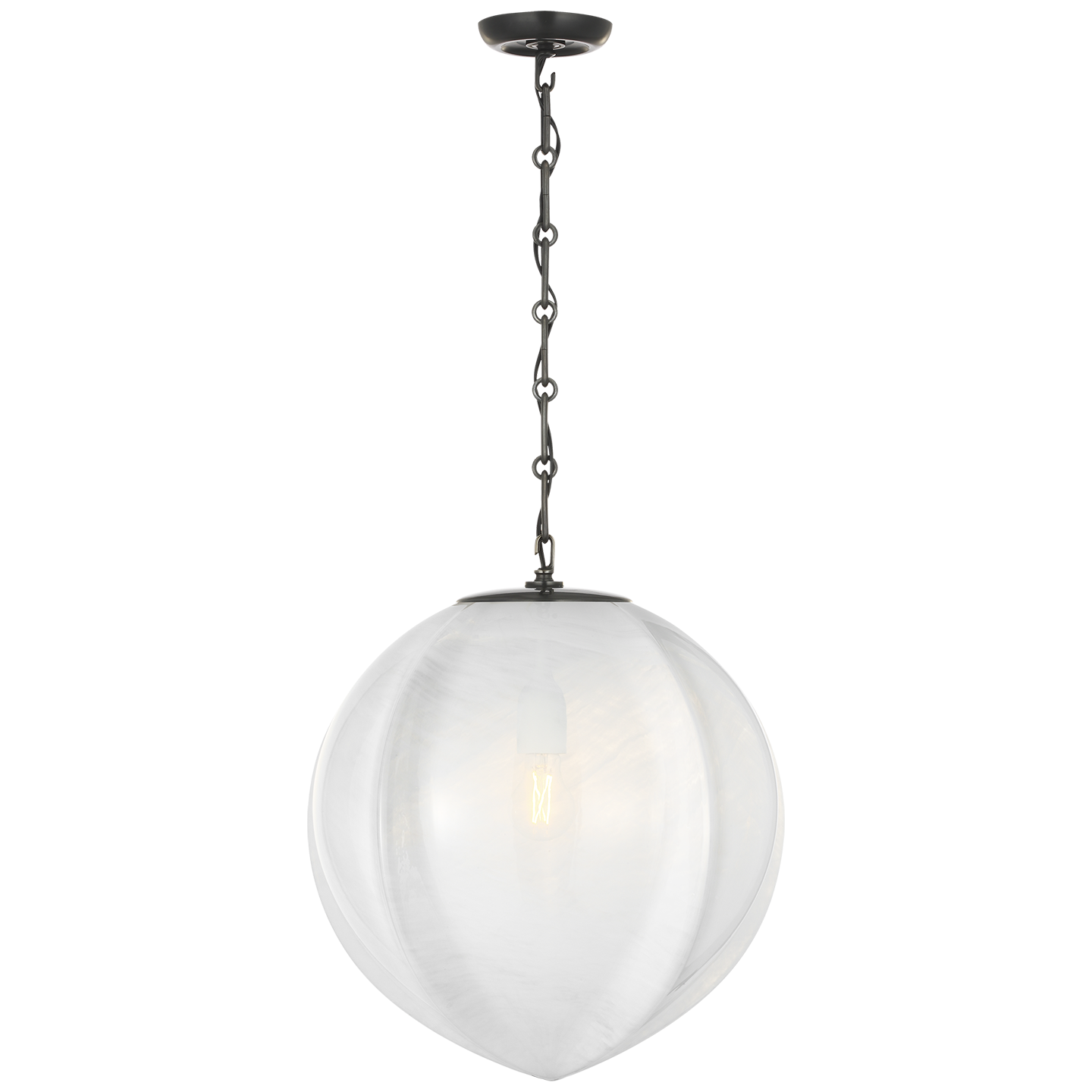 Rae 17" Pendant | Bronze | White Strie Glass