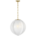 Rae 17" Pendant | Hand-Rubbed Antique Brass | White Strie Glass